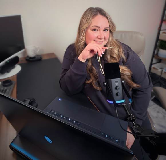 Olena at her creator desk